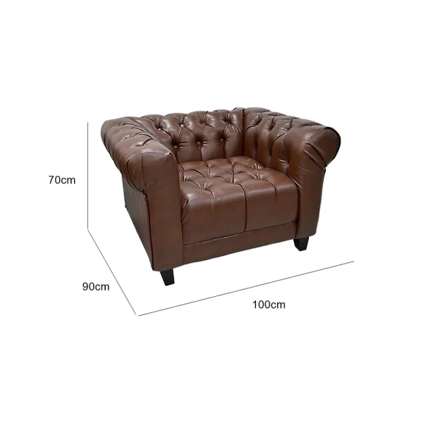 Chesterfield One Seater Sofa - Brown