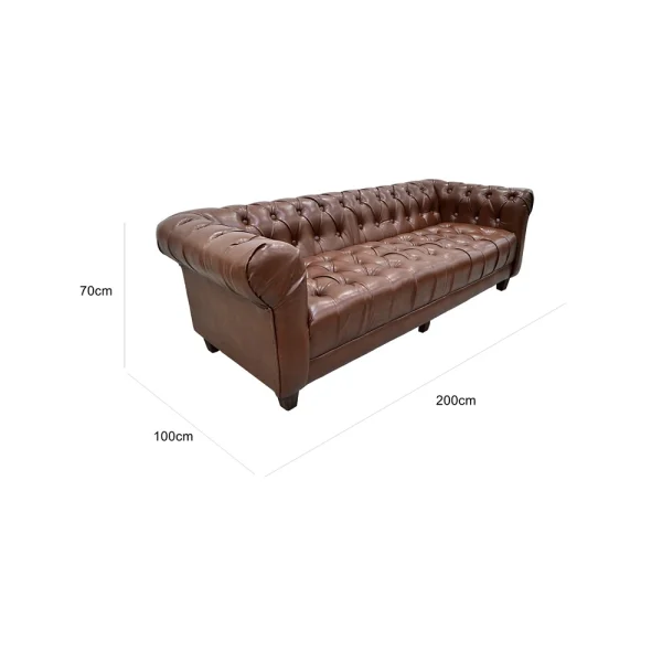 Chesterfield Three Seater Sofa - Brown