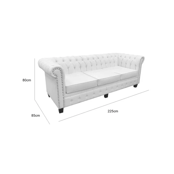 Chesterfield Three Seater Sofa - White