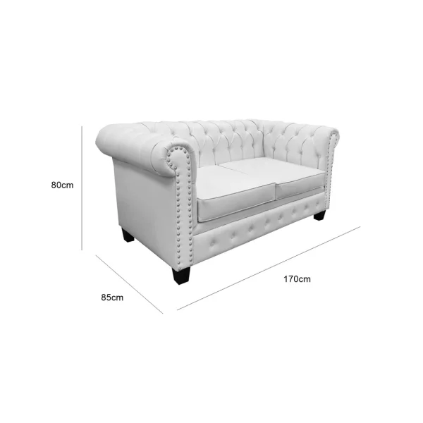 Chesterfield Two Seater Sofa - White