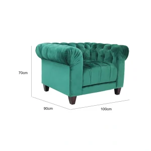 Chesterfield One Seater Sofa - Emerald