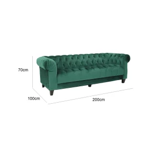 Chesterfield Three Seater Sofa - Emerald