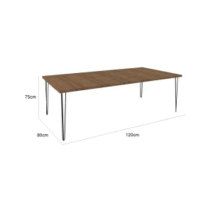 Hairpin Dining Table Rectangle Small - Brown