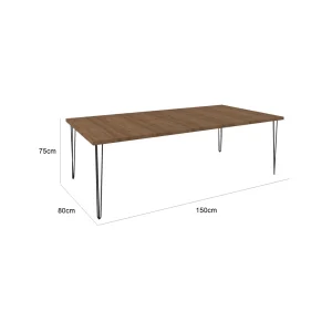 Hairpin Rectangle Dining Table Medium - Brown