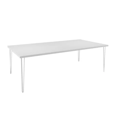 Hairpin Rectangle Dining Table Large – White