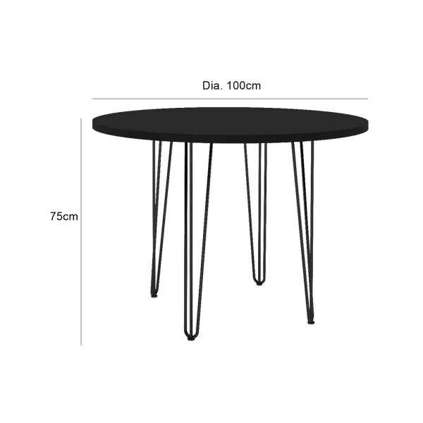 Hairpin Round Dining Table - Black