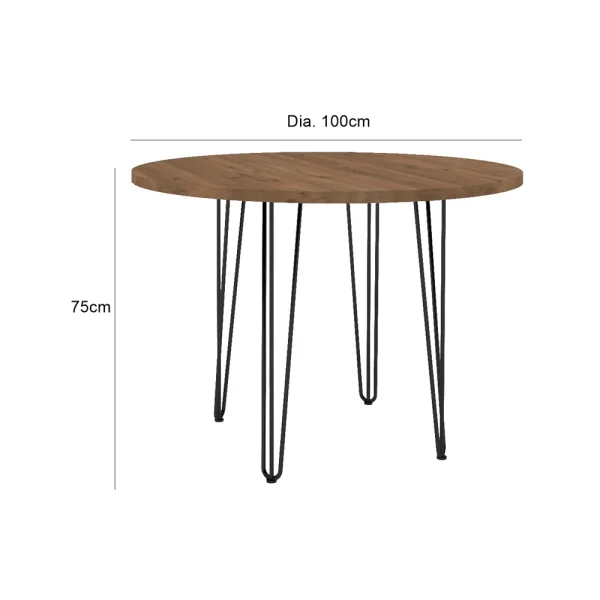 Hairpin Round Dining Table - Brown