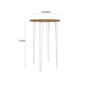 Hairpin Round Cocktail Table - Brown Over White