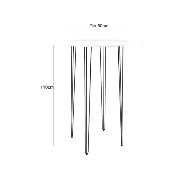 Hairpin Round Cocktail Table - White Over Black