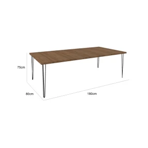 Hairpin Rectangle Dining Table Large - Brown