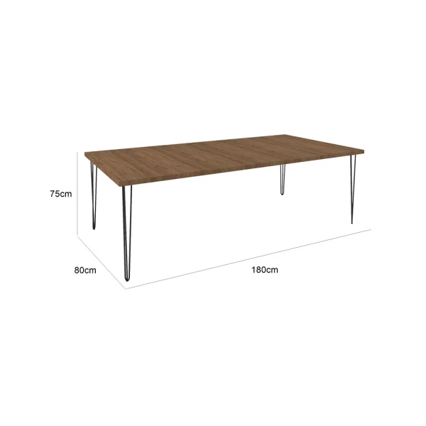 Hairpin Rectangle Dining Table Large - Brown