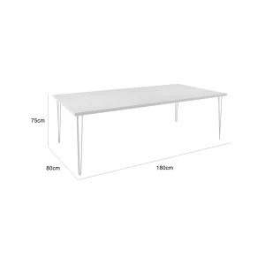 Hairpin Rectangle Dining Table Large - White
