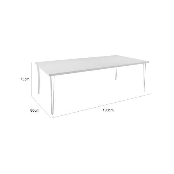 Hairpin Rectangle Dining Table Large - White