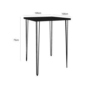Hairpin Square Dining Table Large - Black