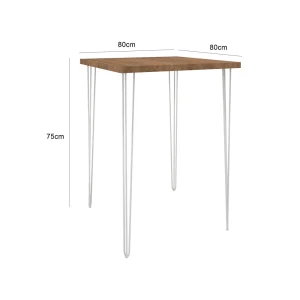 Hairpin Dining Table Square Small - Brown