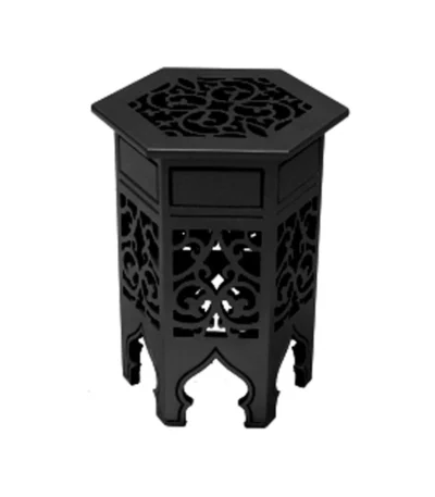 Masherbiya Hexagonal Table – Black