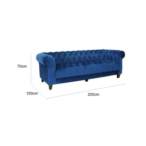 Chesterfield Three Seater Sofa - Sapphire