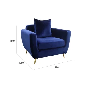 Scandinavian One Seater Sofa - Blue
