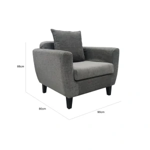 Scandinavian One Seater Sofa - Grey