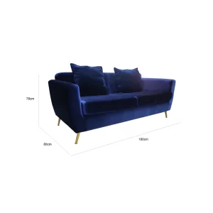 Scandinavian Two Seater Sofa - Blue