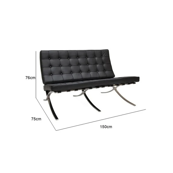 Barcelona Two Seater Sofa - Black