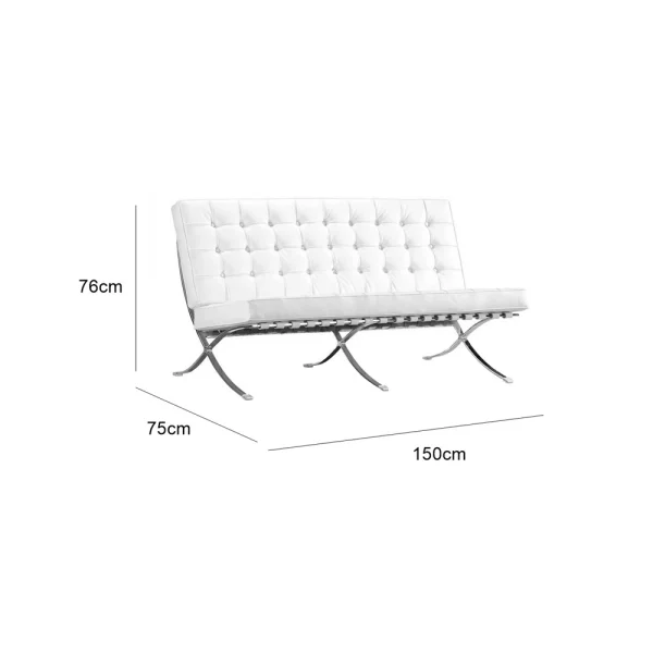 Barcelona Two Seater Sofa - White